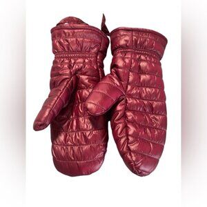 Quilted Fleece Lined Burgundy Mittens M L
